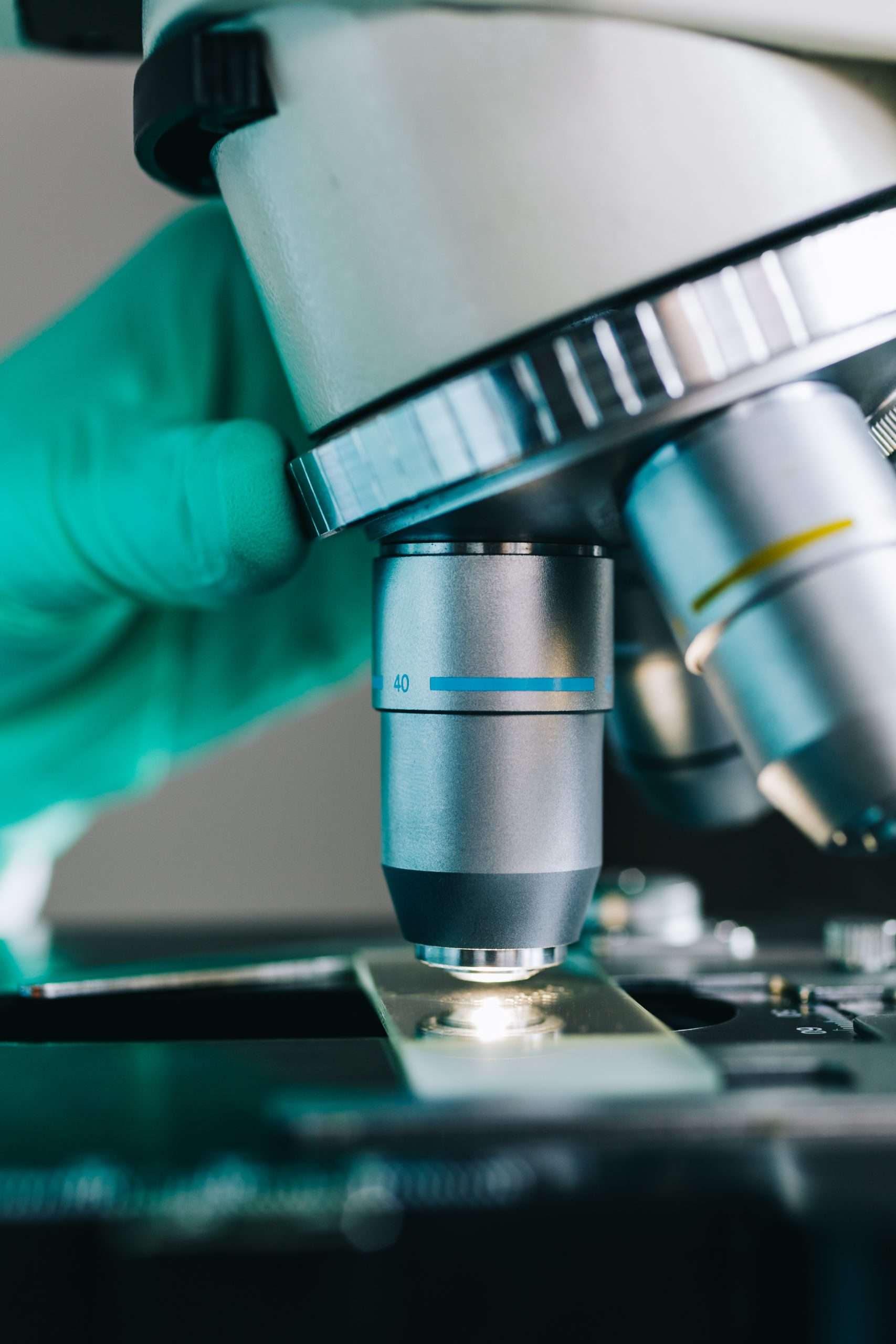 Modern microscope in the laboratory.